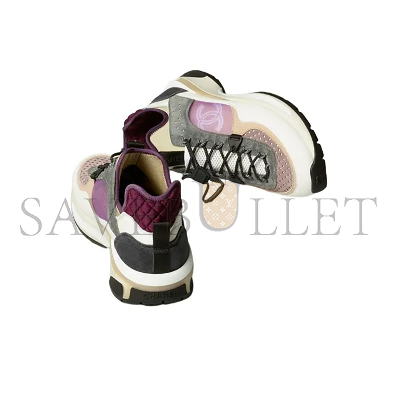 CHANEL SNEAKERS FABRIC, SUEDE CALFSKIN, MESH & FABRIC WHITE, GRAY, PURPLE G39488 Y56142 K4944 CHANEL SNEAKERS FABRIC, SUEDE CALFSKIN, MESH & FABRIC WHITE, GRAY, PURPLE G39488 Y56142 K4944